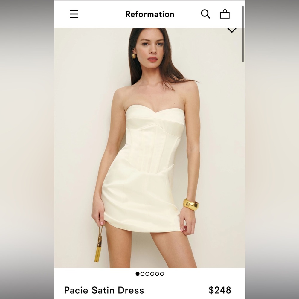 NEW Reformation Pacie Satin Dress - Cream